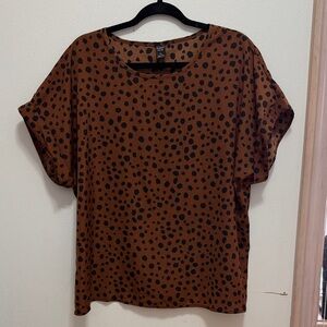 Elegant Brown Polka Dot Blouse
